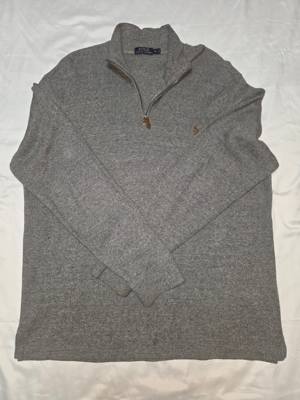 Ralph Lauren Men's Heather Gray Quarter-Zip Sweater